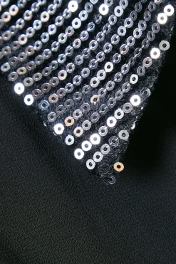 Black Sequin Collared Shirt