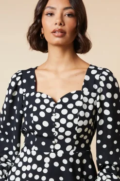 black spot button front blouse