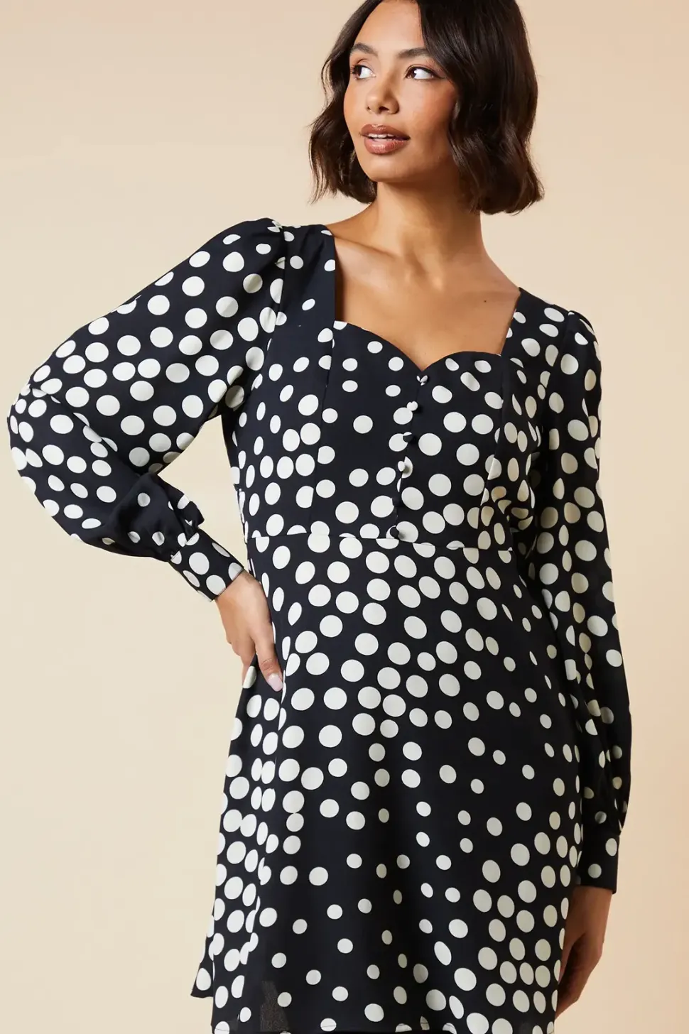 Black Spot button front mini dress