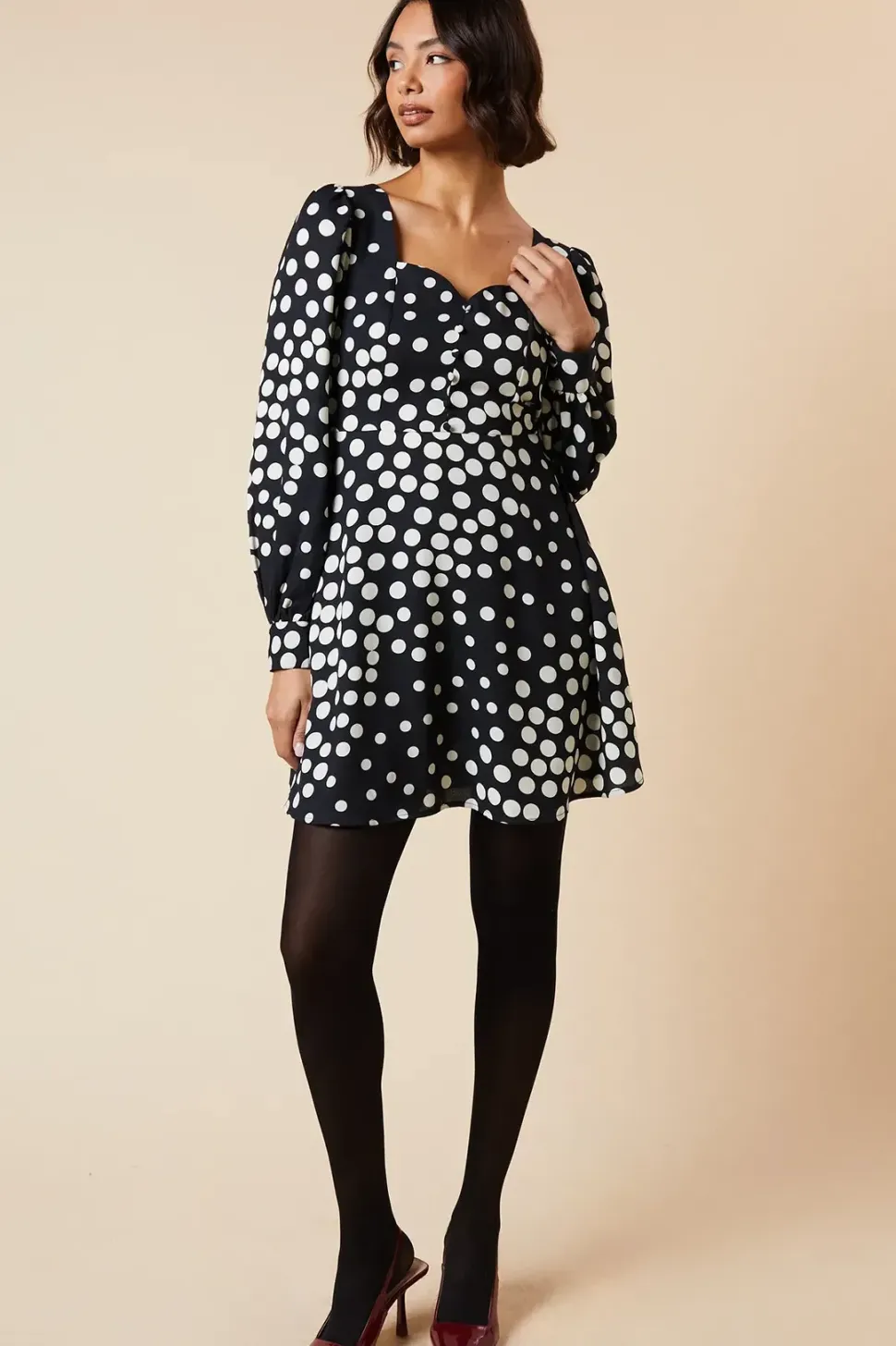Black Spot button front mini dress