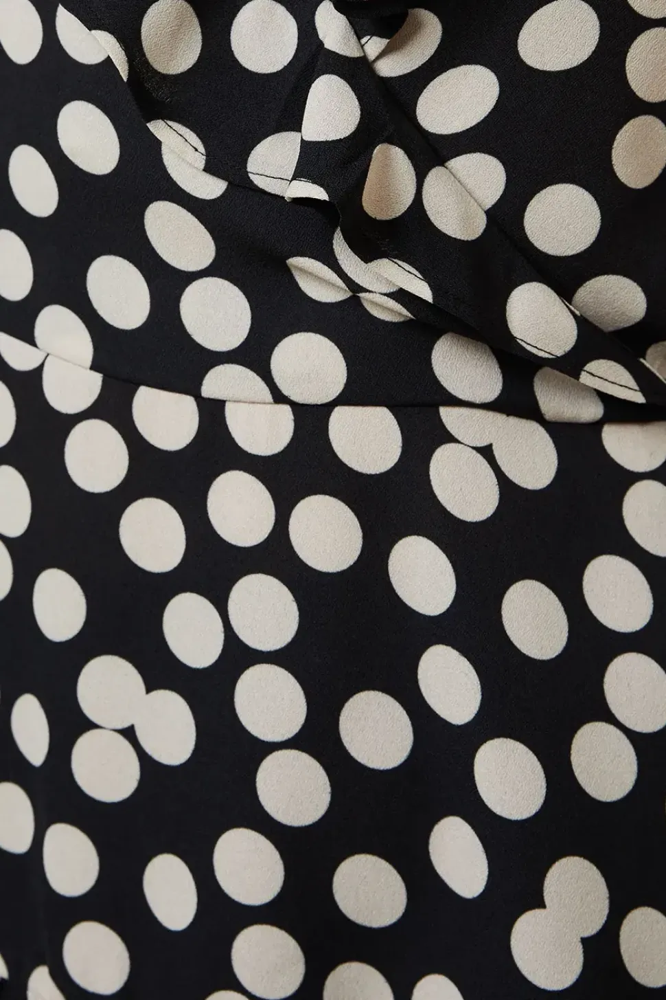 Black Spot Tiered Hem Frill Wrap Mini Dress