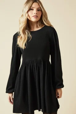 Black Tie Back Long Sleeve Mini Dress