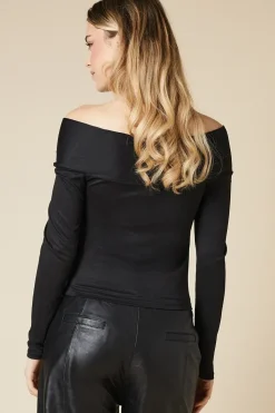 Black Twist front long sleeve top