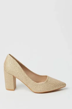 Blakely Glitter High Block Heel Pointed Court Shoes