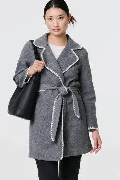 Blanket Stich Coat with Belt