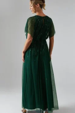 Blouson Bodice Linear Embellished And Beaded Bridesmaids Dress
