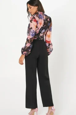 Blouson Sleeve Pintuck Detail Wide Leg Wedding Guest Jumpsuit