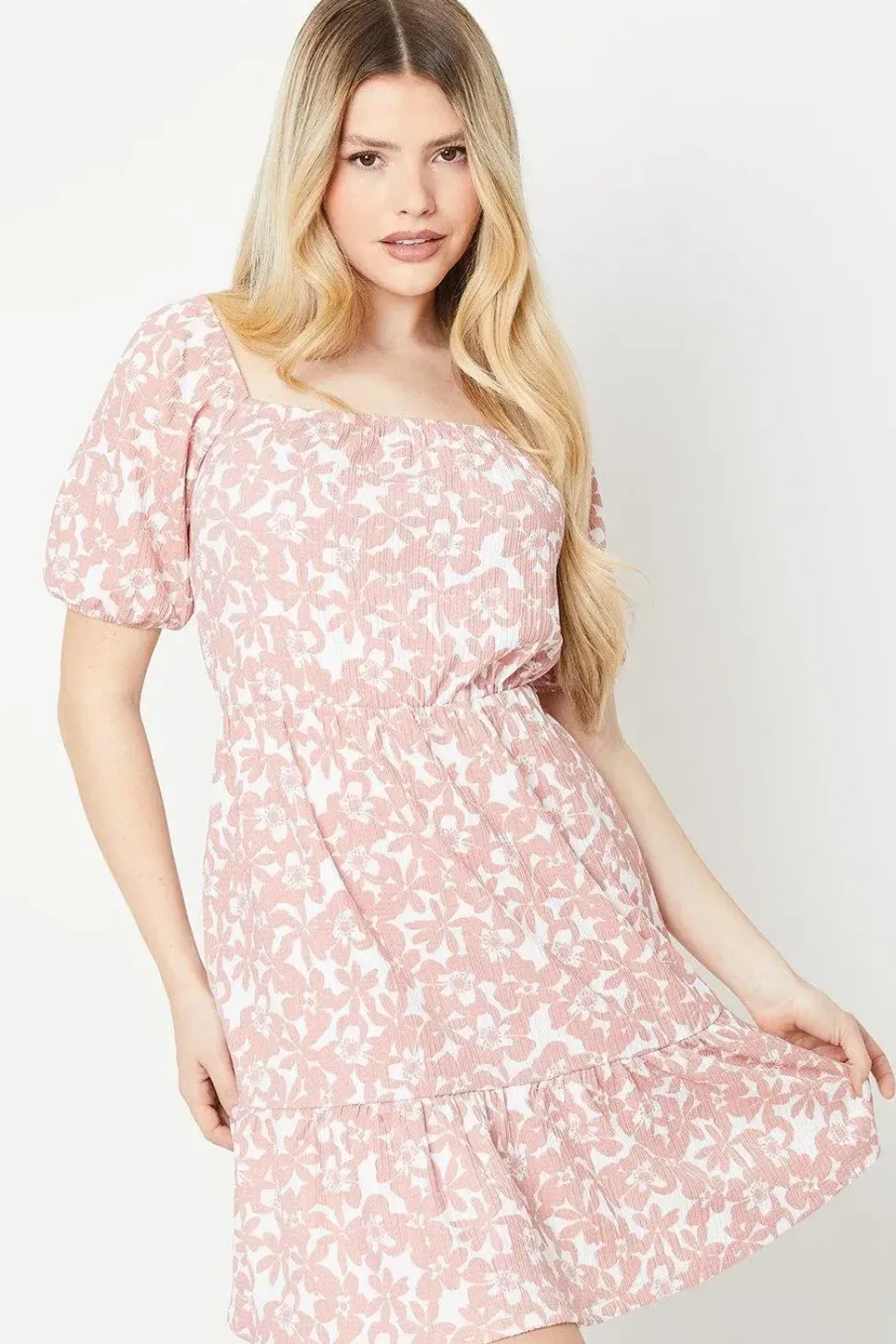 Blouson Waist Detail Mini Dress