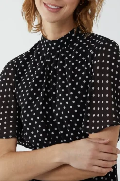 Blouson Wrap Skirt Ruffle Midi Dress
