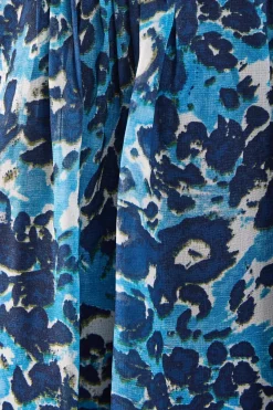 Blue Animal Pleat Zip Blouse