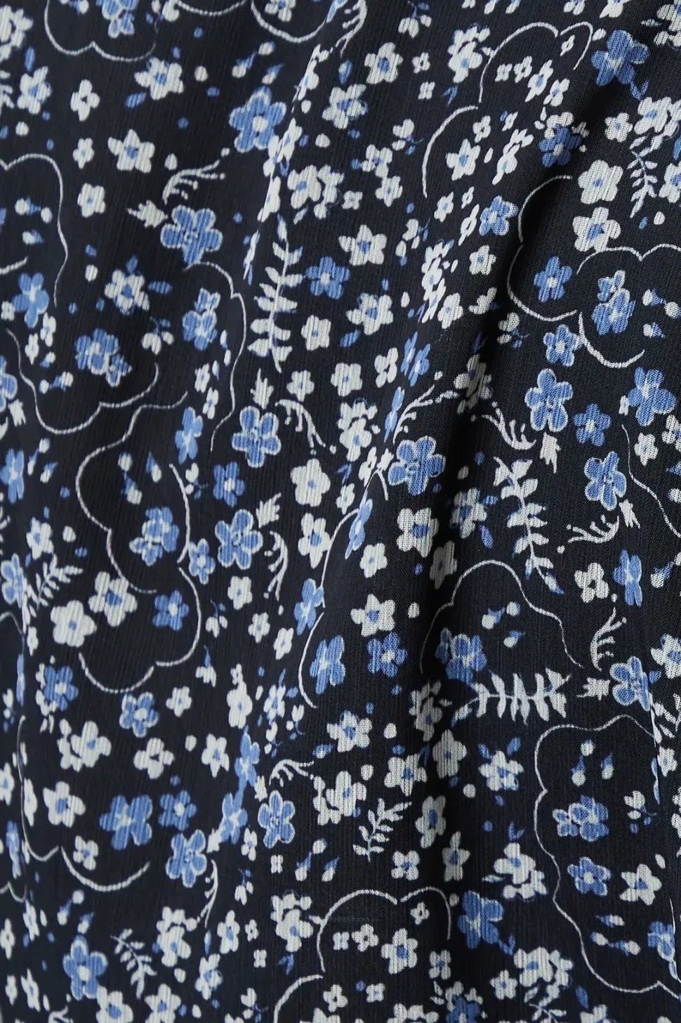 Blue Floral Double Tie Lace Trim Tie Back Shirred Cuff Mini Dress