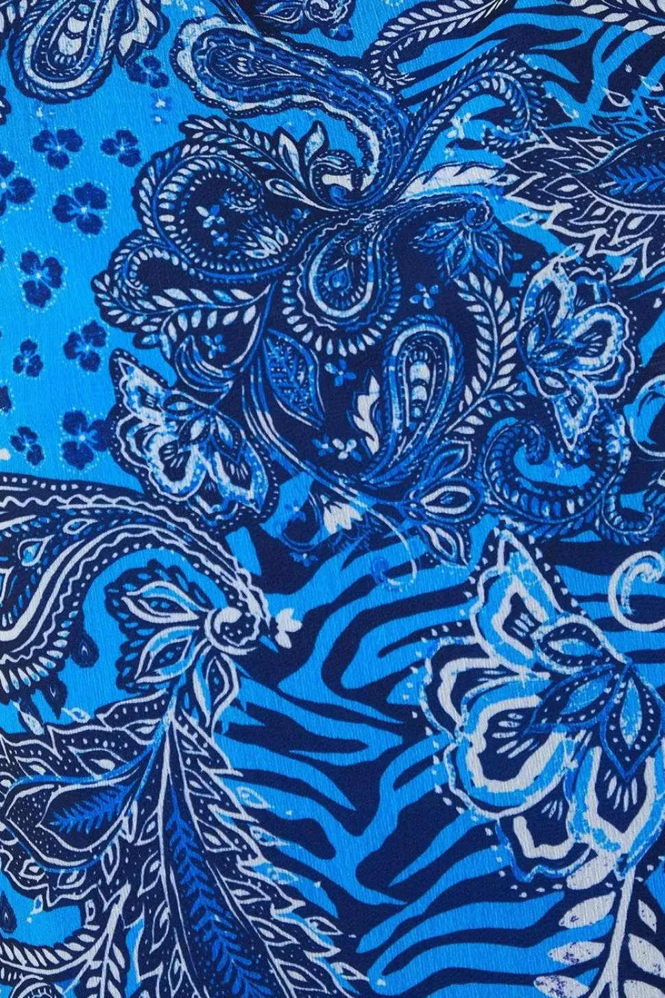 Blue Paisley Border Print Sleeveless Shift Dress
