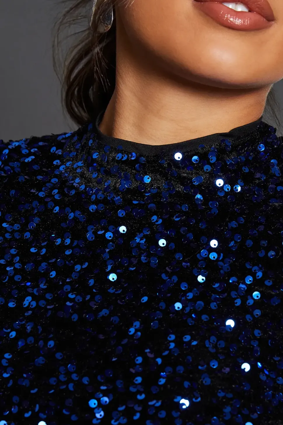 Blue Sequin A Line Mini Dress