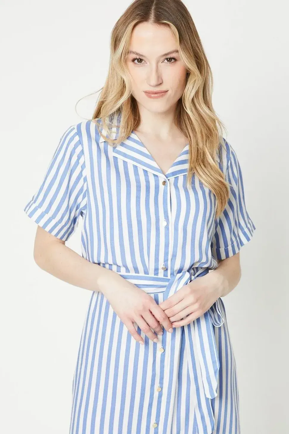 Blue Stripe Midi Shirt Dress