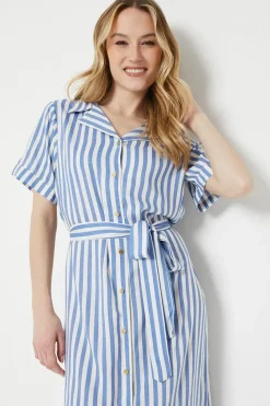 Blue Stripe Midi Shirt Dress
