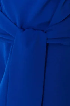 Blue Tie Waist Midi Dress