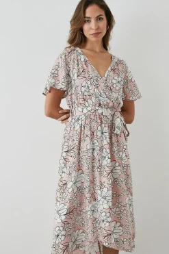 Blush Floral Wrap Dress