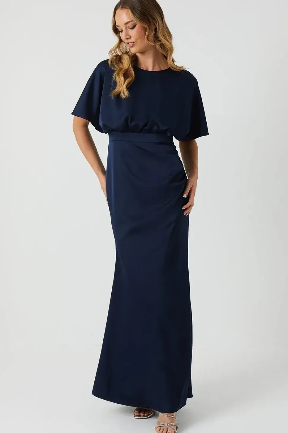 Boat Neck Angel Wrap Bridesmaid Dress