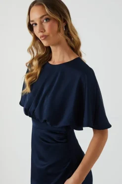 Boat Neck Angel Wrap Bridesmaid Dress
