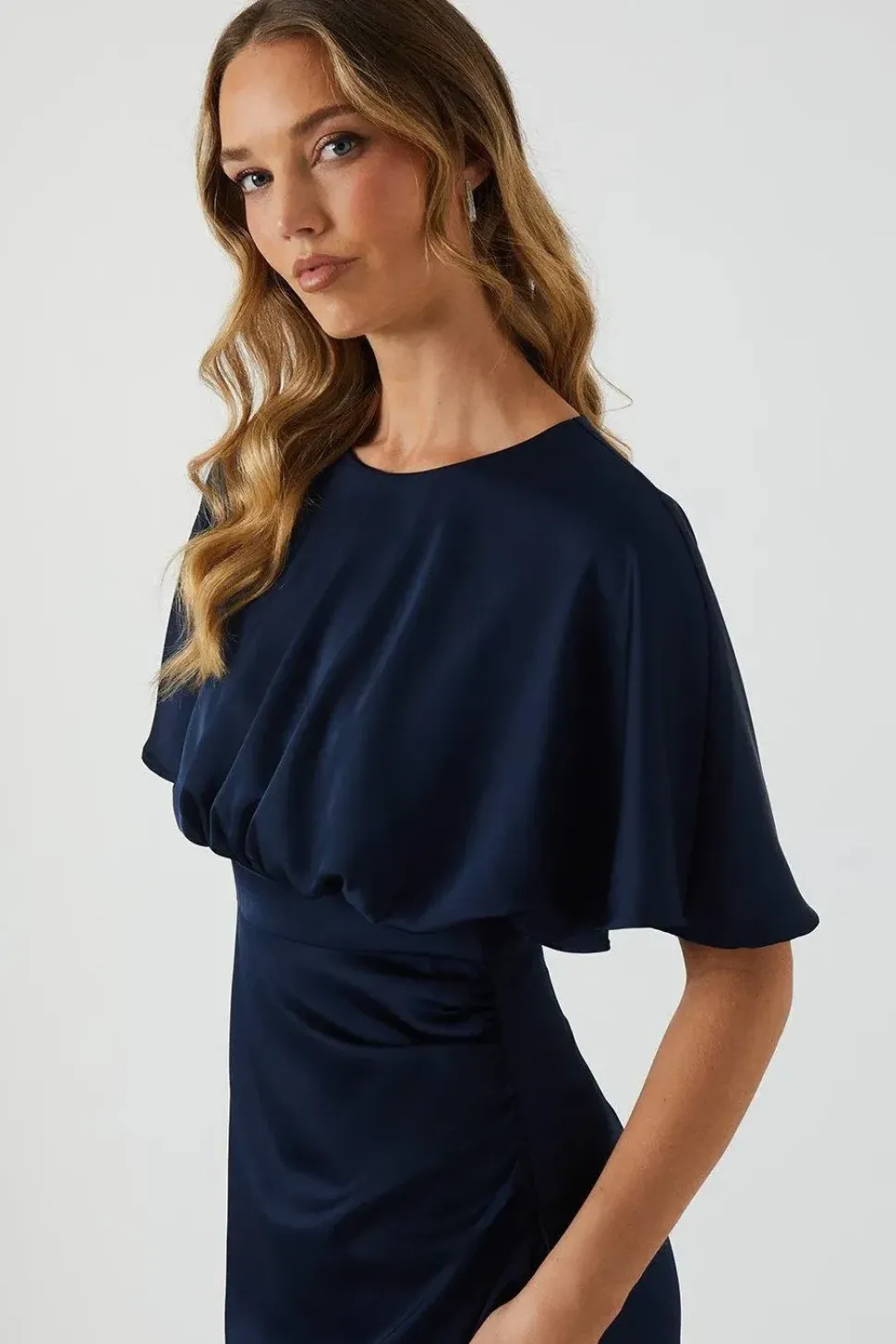Boat Neck Angel Wrap Bridesmaid Dress
