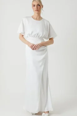 Boat Neck Maxi Wrap Wedding Dress