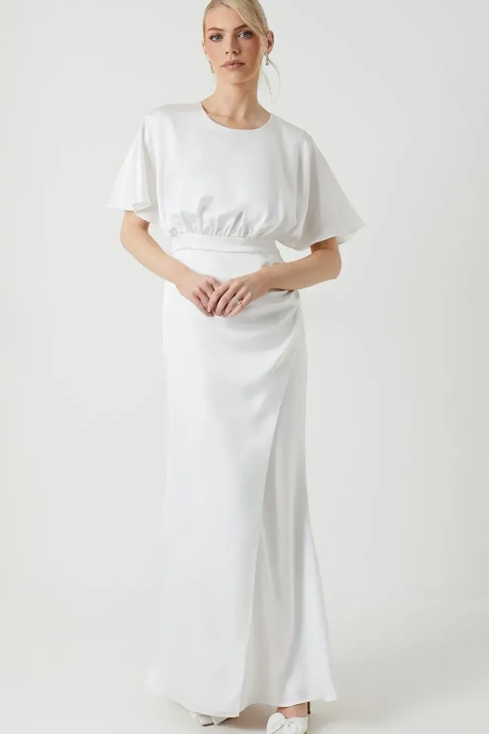 Boat Neck Maxi Wrap Wedding Dress