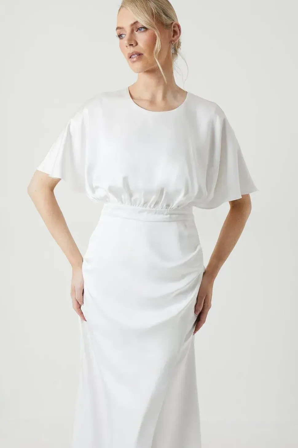 Boat Neck Maxi Wrap Wedding Dress