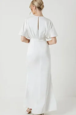 Boat Neck Maxi Wrap Wedding Dress