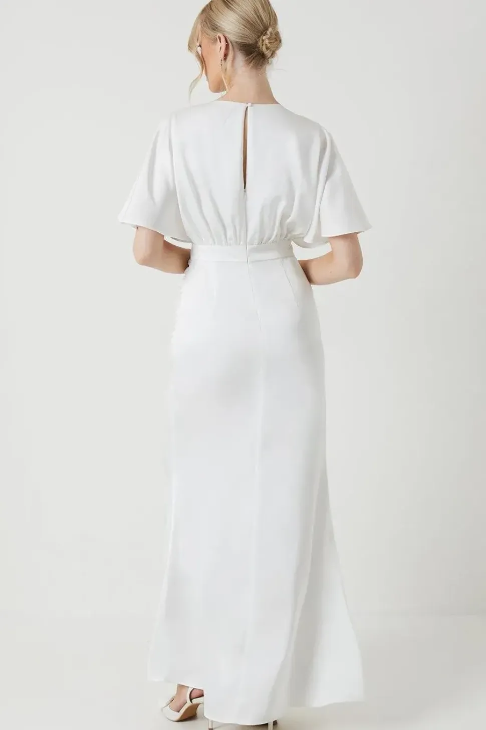 Boat Neck Maxi Wrap Wedding Dress