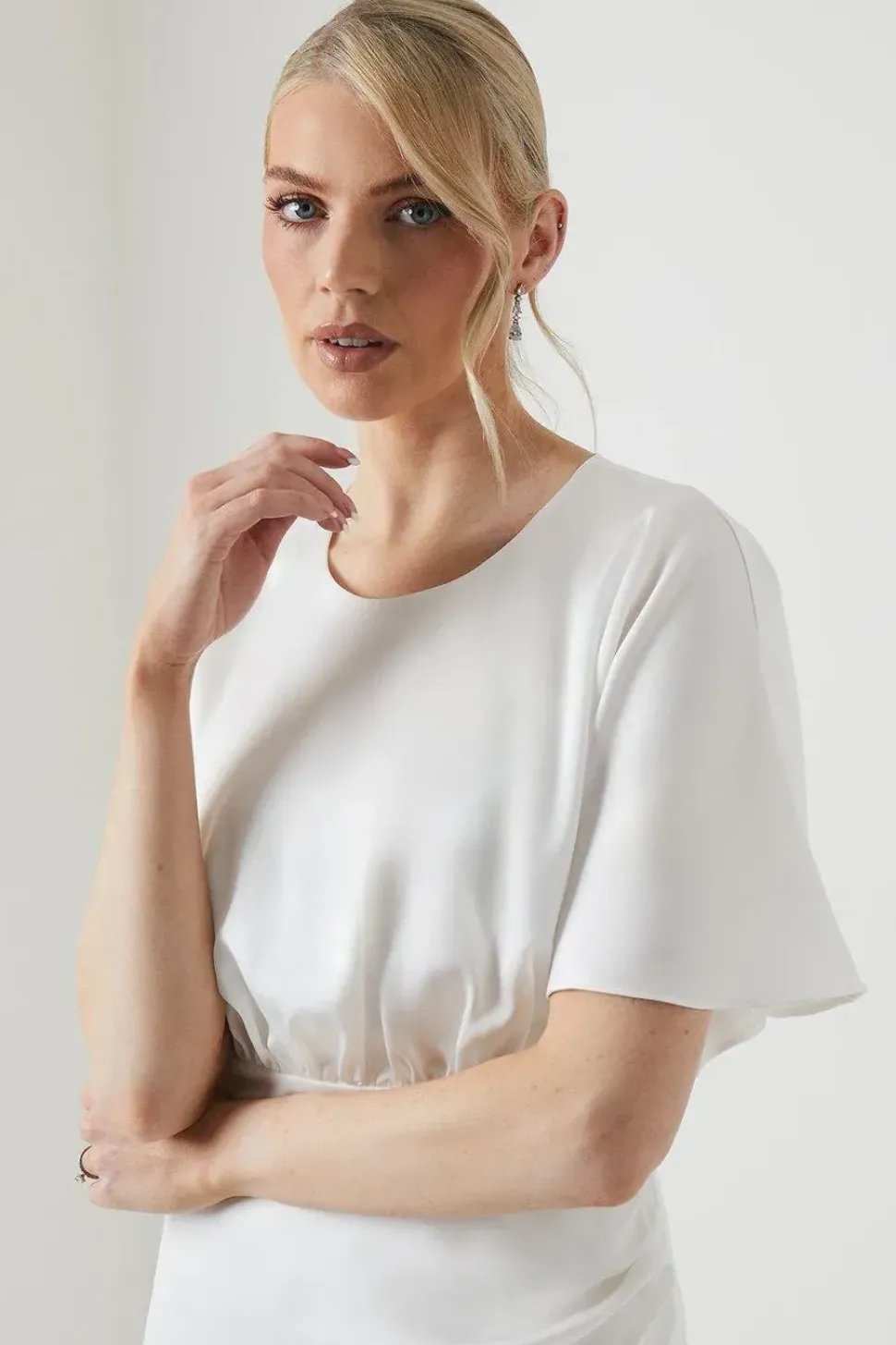 Boat Neck Maxi Wrap Wedding Dress
