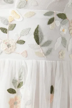 Boho Long Sleeve Embroidered Maxi Wedding Dress