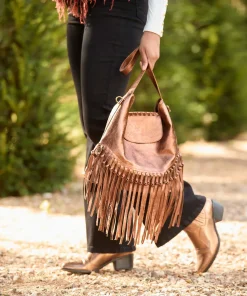 Boho Tassel Trim Premium Suede Shoulder Bag