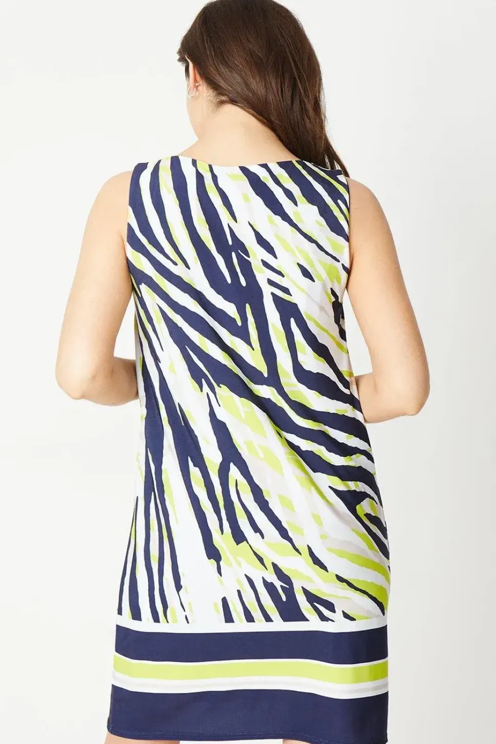 Border Print Sleeveless Keyhole Shift Dress