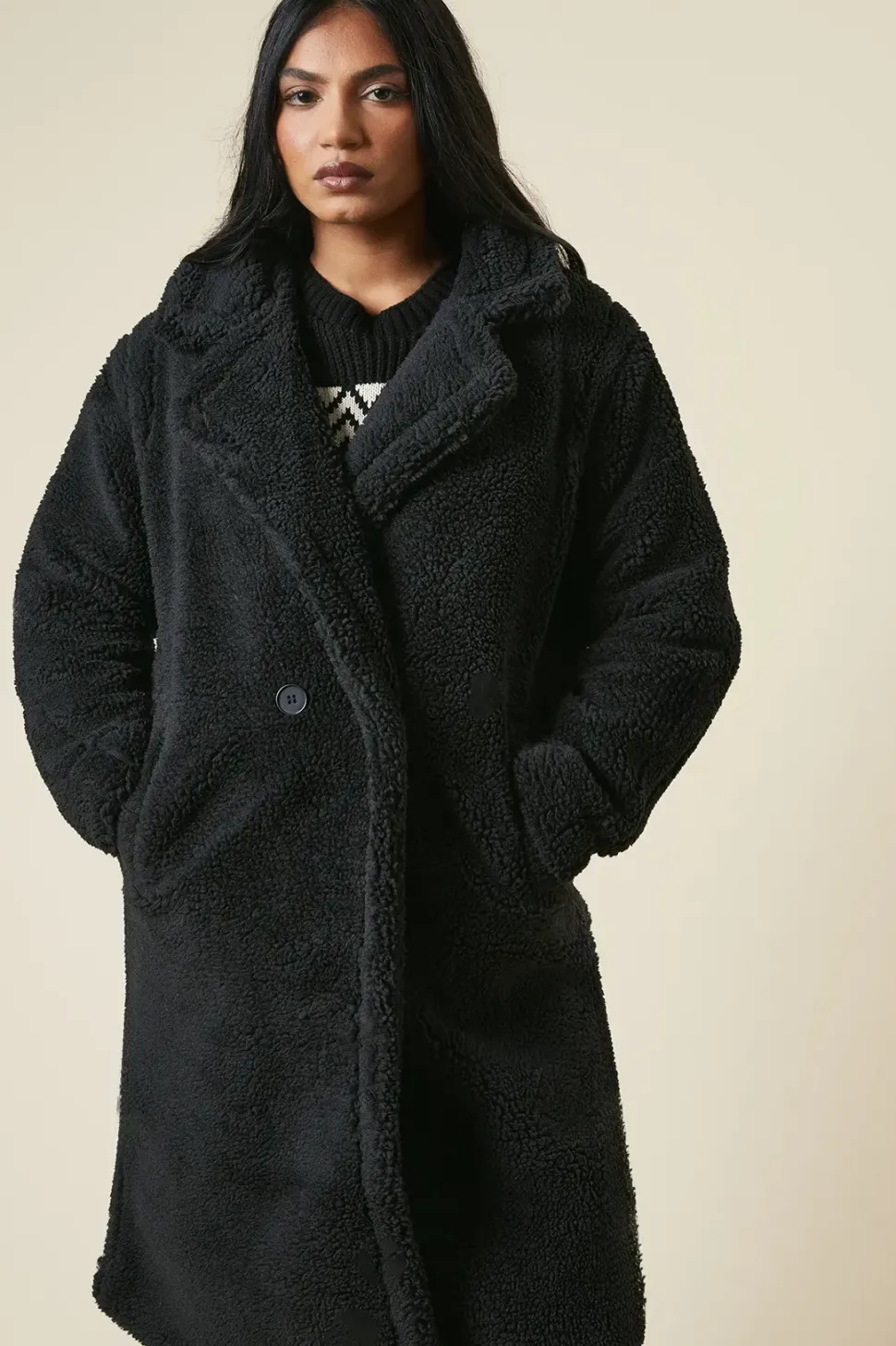 Borg Collared Midi Coat