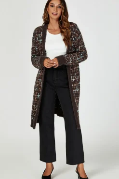 Boucle Check Cardigan With Multicolour Speckles