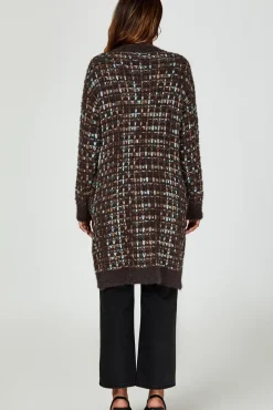 Boucle Check Cardigan With Multicolour Speckles