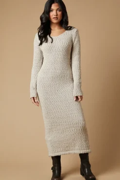 Boucle Cosy Knitted Midi Dress