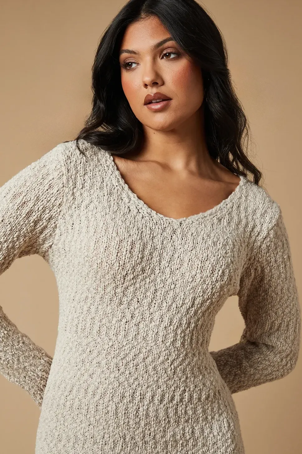 Boucle Cosy Knitted Midi Dress