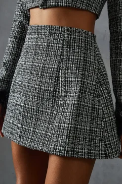 Boucle High Waist A-line Mini Skirt
