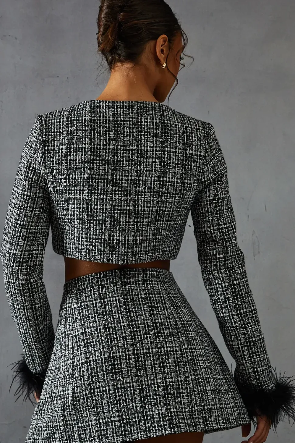 Boucle High Waist A-line Mini Skirt