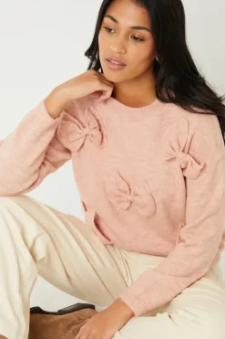 Bow Appliqué Knitted Jumper