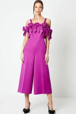Bow Boodice Wide Leg Culotte Jumpsuit