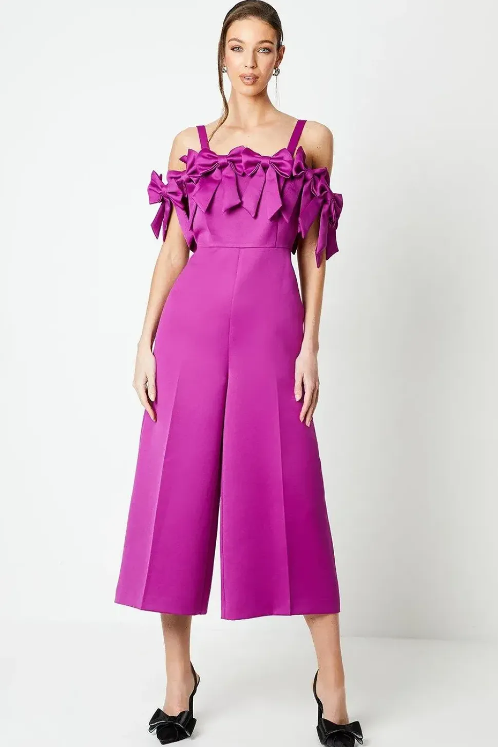 Bow Boodice Wide Leg Culotte Jumpsuit