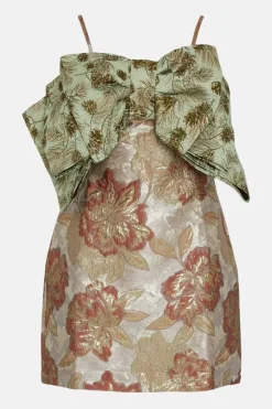 Bow Contrast Jacquard Mini Aline Dress