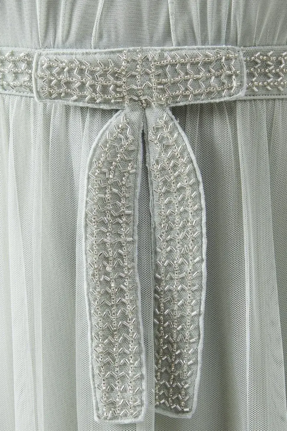 Bow Detail Angel Sleeve Mesh Bridesmaids Maxi Dress