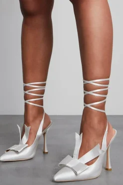 Bow Detail Strappy Lace Up Heels