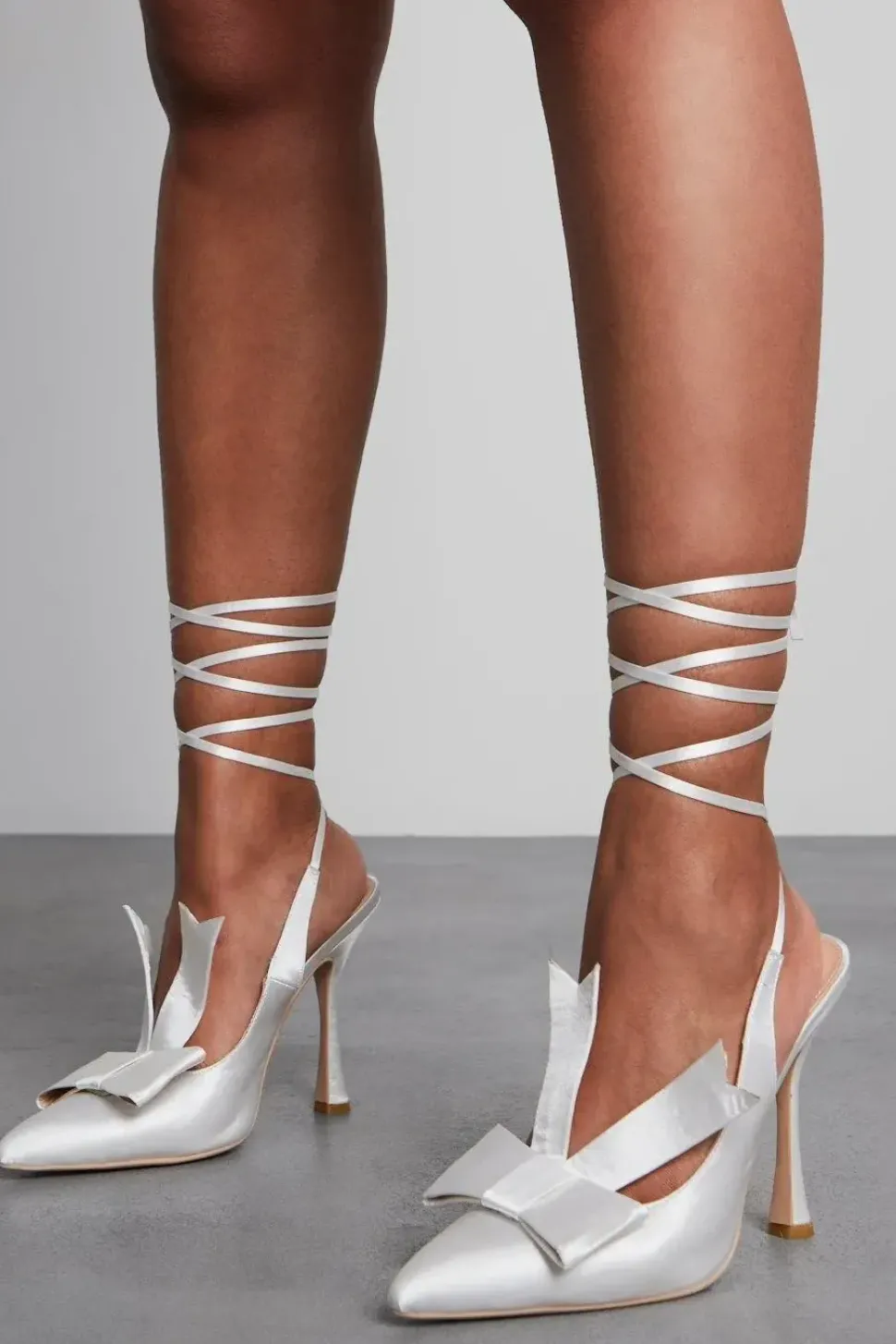 Bow Detail Strappy Lace Up Heels