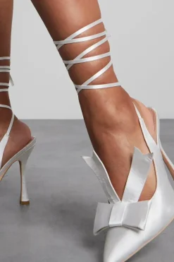 Bow Detail Strappy Lace Up Heels