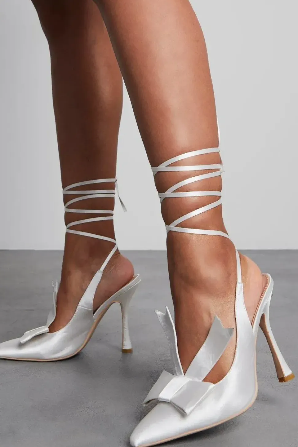 Bow Detail Strappy Lace Up Heels