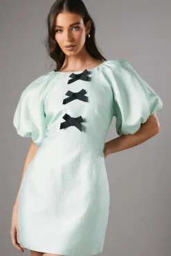 Bow Jacquard Mini Dress